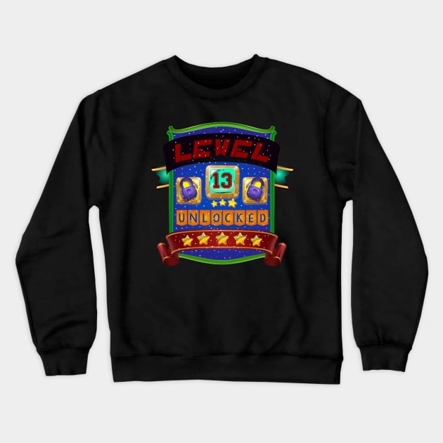 13th Birthday Thirteenth Birthday Gamer Crewneck Sweatshirt by fromherotozero